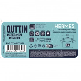 Pentola con Coperchio di Vetro Quttin Hermes Acciaio 5,5 L (4 Unità)