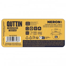 Pentola con Coperchio di Vetro Quttin New neron Acciaio 8 L (4 Unità)