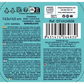 Porta pranzo Ermetico Quttin Quadrato 550 ml (12 Unità)