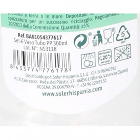 Set di bicchieri riutilizzabili Algon A tubo Trasparente 6 Pezzi 300 ml (70 Unità)