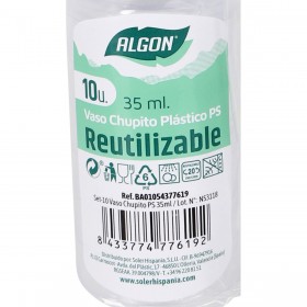Set di Bicchierini da Chicchetto Algon Riutilizzabile Trasparente 10 Pezzi 35 ml (50 Unità)