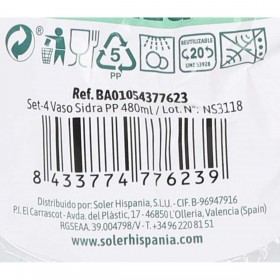 Set di bicchieri riutilizzabili Algon Sidro Trasparente 4 Pezzi 480 ml (50 Unità)