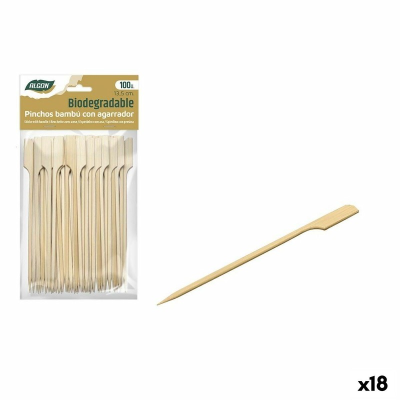 Set di Spiedini per Barbecue Algon Bambù 100 Pezzi 13,5 cm (18 Unità)