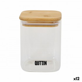 Contenitore per Conservare gli Alimenti Quttin Bambù Vetro Borosilicato 480 ml (12 Unità)