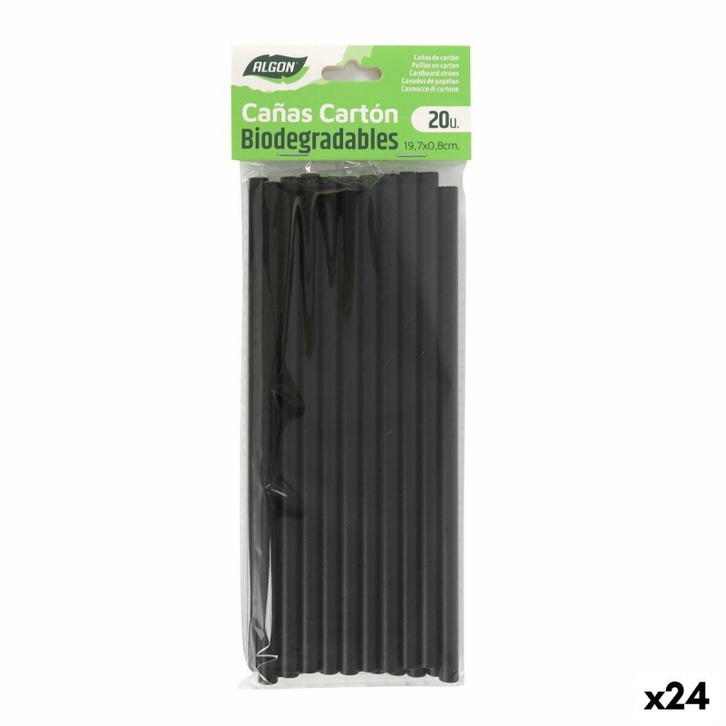 Cannuccia Riutilizzabile Algon Nero 19,7 x 0,8 cm 20 Pezzi 24 Unità