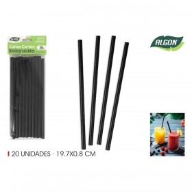 Cannuccia Riutilizzabile Algon Nero 19,7 x 0,8 cm 20 Pezzi 24 Unità