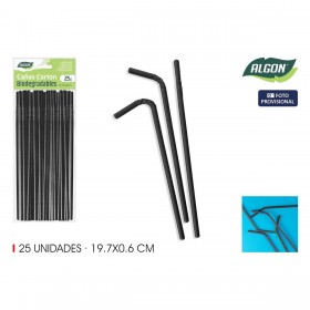 Cannuccia Riutilizzabile Algon Nero 19,7 x 0,6 cm 25 Pezzi 24 Unità