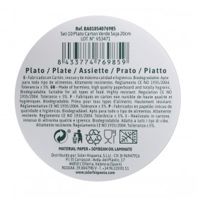 Set di piatti Algon Verde 20 cm 10 Pezzi (24 Unità)