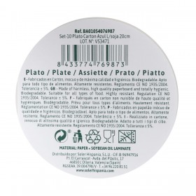 Set di piatti Algon Azzurro 20 cm 10 Pezzi (24 Unità)