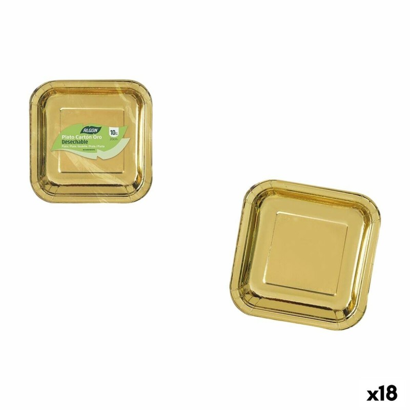 Set di piatti Algon Dorato 20 cm 10 Pezzi (18 Unità)