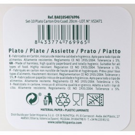 Set di piatti Algon Dorato 20 cm 10 Pezzi (18 Unità)