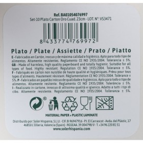 Set di piatti Algon Dorato 23 cm 10 Pezzi (18 Unità)