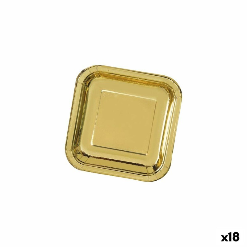 Set di piatti Algon Dorato 26 cm 3 Pezzi (18 Unità)