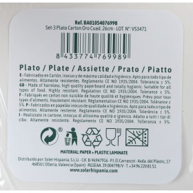 Set di piatti Algon Dorato 26 cm 3 Pezzi (18 Unità)