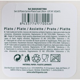 Set di piatti Algon Argentato 20 cm 20 x 2 cm 10 Pezzi (18 Unità)