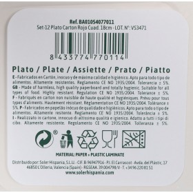 Set di piatti Algon Rosso 18 cm 12 Pezzi (18 Unità)