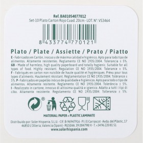 Set di piatti Algon Rosso 20 cm 10 Pezzi (18 Unità)