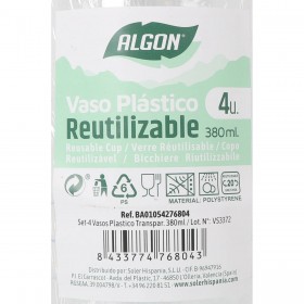 Set di Bicchieri Algon Plastica 380 ml 4 Pezzi (24 Unità)