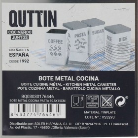 Barattolo in Metallo Quttin PASTA (12 Unità)