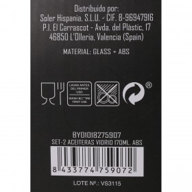 Set per Condire Anna Trasparente Argentato Vetro ABS 170 ml 5 x 5 x 20 cm 2 Pezzi (24 Unità)