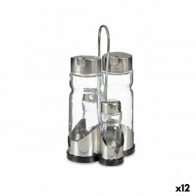 Set per Condire Anna Trasparente Argentato 10 x 10 x 21 cm (12 Unità)