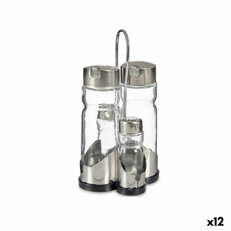 Set per Condire Anna Trasparente Argentato 10 x 10 x 21 cm (12 Unità)