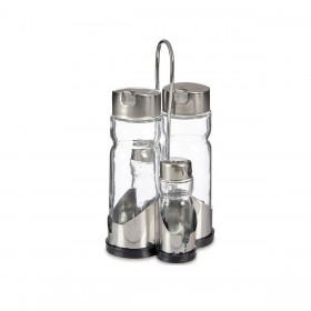 Set per Condire Anna Trasparente Argentato 10 x 10 x 21 cm (12 Unità)