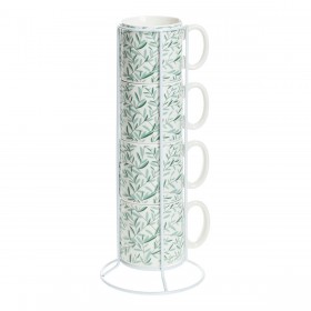 Set di 4 Tazze Mug Secret de Gourmet Con supporto Porcellana