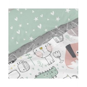 Set di Lenzuola HappyFriday Moshi Moshi Best buddies  Multicolore Singolo 2 Pezzi