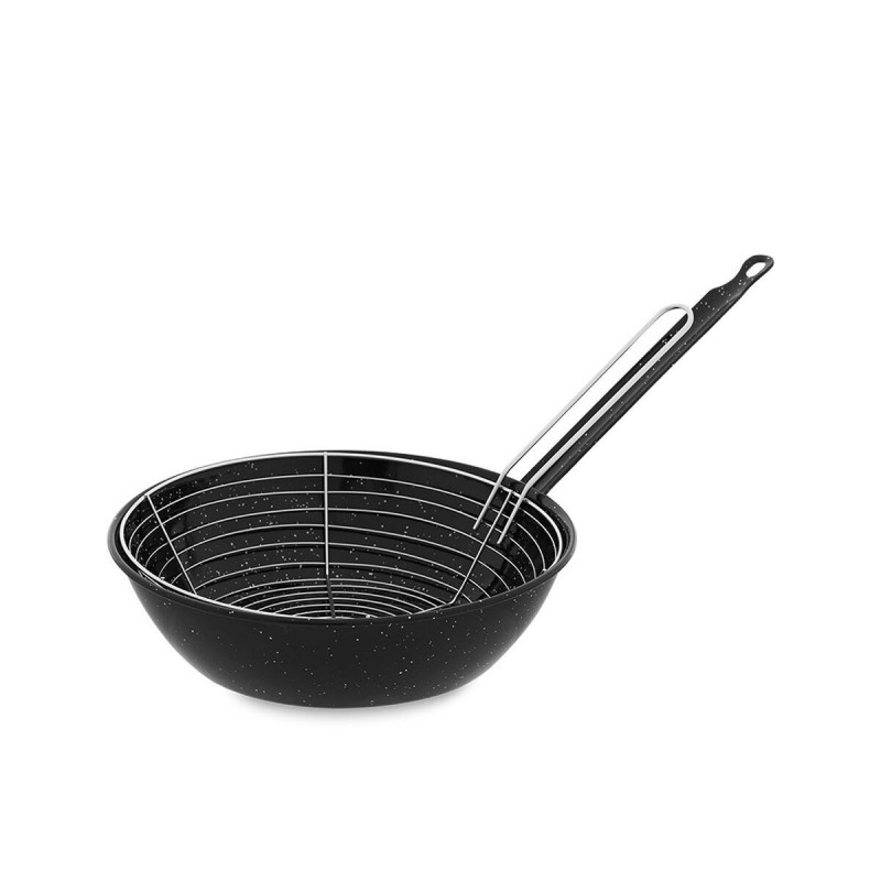 Padella per Friggere con Cestino Vaello Nero Acciaio Smaltato