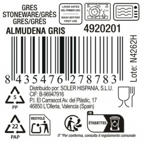 Piatto da pranzo La Mediterránea Almudena Grigio (12 Unità)