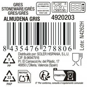 Piatto da pranzo La Mediterránea Almudena Grigio (12 Unità)