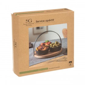 Set da Aperitivo Secret de Gourmet Nero Gres 4 Pezzi (Ø 21 cm)