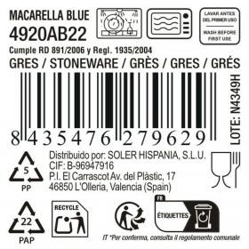 Teglia da Cucina La Mediterránea Macarella blue Ovale 33 x 14,8 x 2,7 cm (12 Unità)