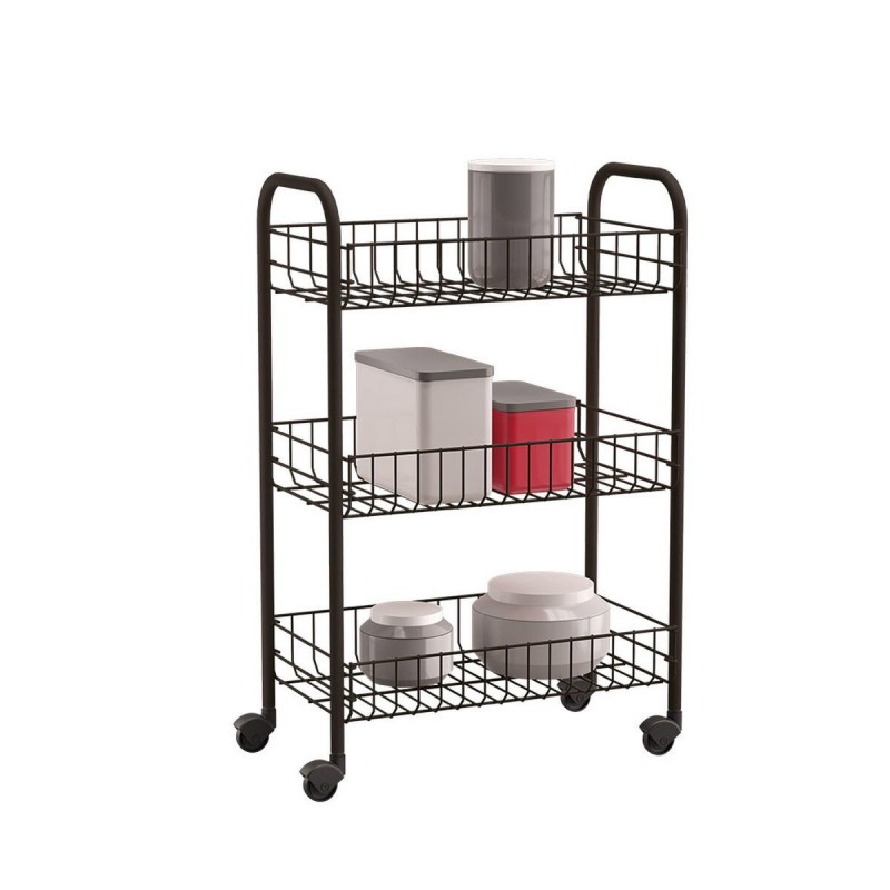 Carrello da Cucina Metaltex Siena Nero 3 Mensole Filo di ferro (63 x 41 x 23 cm)