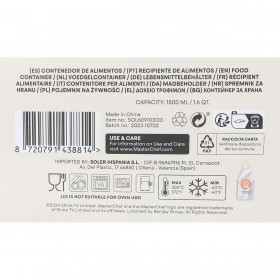 Porta pranzo Ermetico MasterChef Grigio Trasparente Rettangolare 1,5 L (6 Unità)