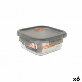 Porta pranzo Ermetico MasterChef Grigio Trasparente Quadrato 800 ml (6 Unità)