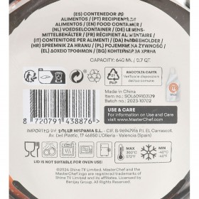 Porta pranzo Ermetico MasterChef Grigio Trasparente Rotonda 640 ml (6 Unità)