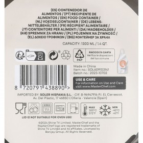 Porta pranzo Ermetico MasterChef Grigio Trasparente Rotonda 1,3 L (6 Unità)