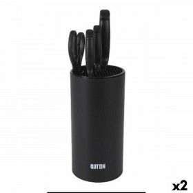 Set di Coltelli da Cucina con Supporto Quttin Nero 5 Pezzi (2 Unità)