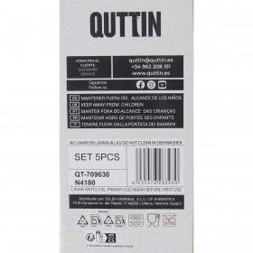 Set di Coltelli da Cucina con Supporto Quttin Nero 5 Pezzi (2 Unità)