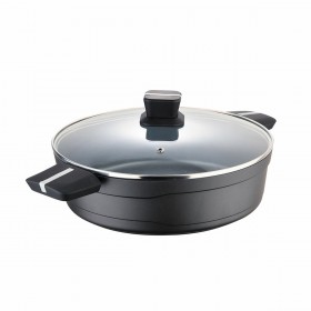 Pentola con Coperchio di Vetro San Ignacio Bistro SG6427 Nero opaco Alluminio fuso Bassa