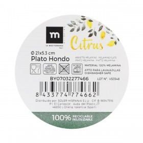 Piatto Fondo La Mediterránea Limone 21 x 5,3 cm (24 Unità)