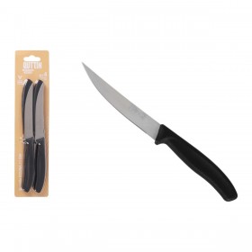 Set di Coltelli per Carne Quttin 11 cm Nero Argentato Acciaio inossidabile 4 Pezzi (18 Unità)