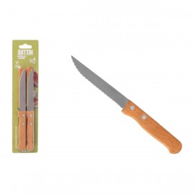 Set di Coltelli per Carne Inde Natura Marrone Argentato 10,5 cm Multiuso 4 Pezzi (12 Unità)