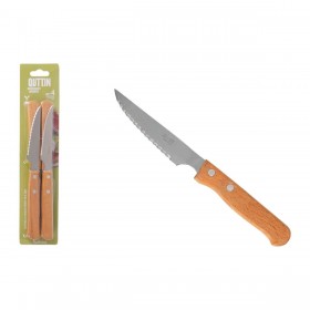 Set di Coltelli per Carne Inde NATURA Marrone Argentato 10,5 cm 4 Pezzi (12 Unità)