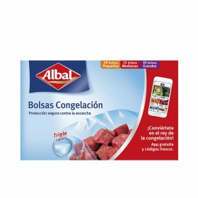 Set di Sacchetti Riutilizzabili per Alimenti Albal Freezer 45 Unità Chiaro Cartone Plastica