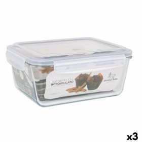Porta pranzo Ermetico Santa Clara Trasparente Rettangolare 3,5 L (3 Unità)