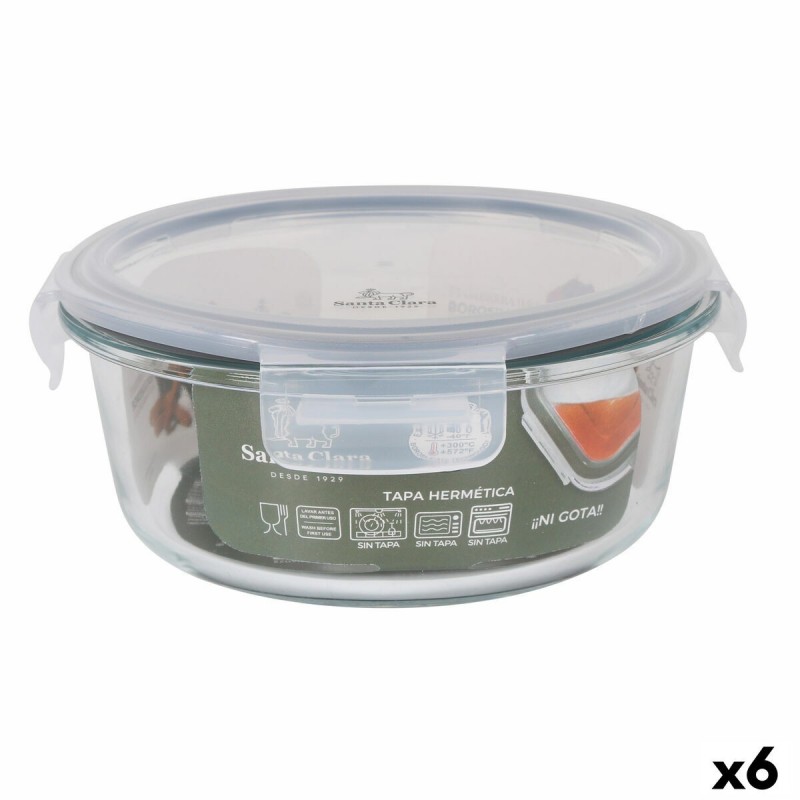 Porta pranzo Ermetico Santa Clara Trasparente Ø 17 cm 0,9 l (6 Unità)