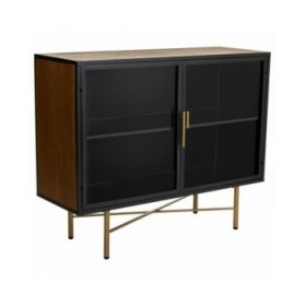 Credenza Alexandra House Living Marrone Metallo Vetro Legno di abete Legno MDF 35 x 80 x 100 cm
